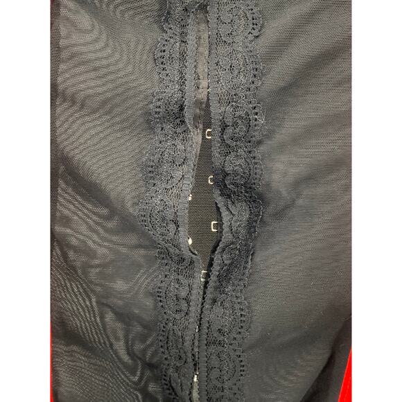 INTIMISSIMI Women's Black-Red Mesh Double Spaghetti Strap Hook Corset Top SZ M - Picture 6 of 11